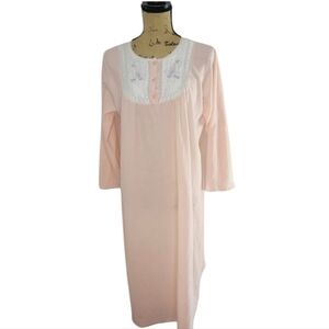 Vintage Pastel Pink Grannycore Long Sleeve Night Gown House Dress